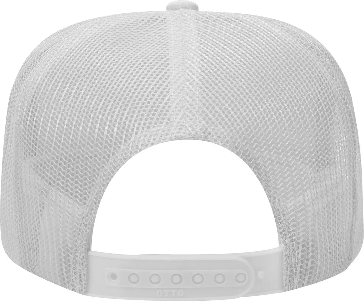 Otto 39-165 5 Panel High Crown Mesh Back Trucker Cap - White