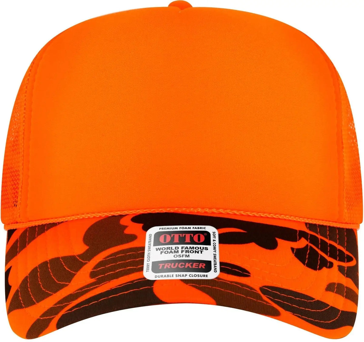 Otto 39-165 Camouflage 5 Panel High Crown Mesh Back Trucker Cap - N.org/camo - 6 1/2’’ - 7 5/8’’