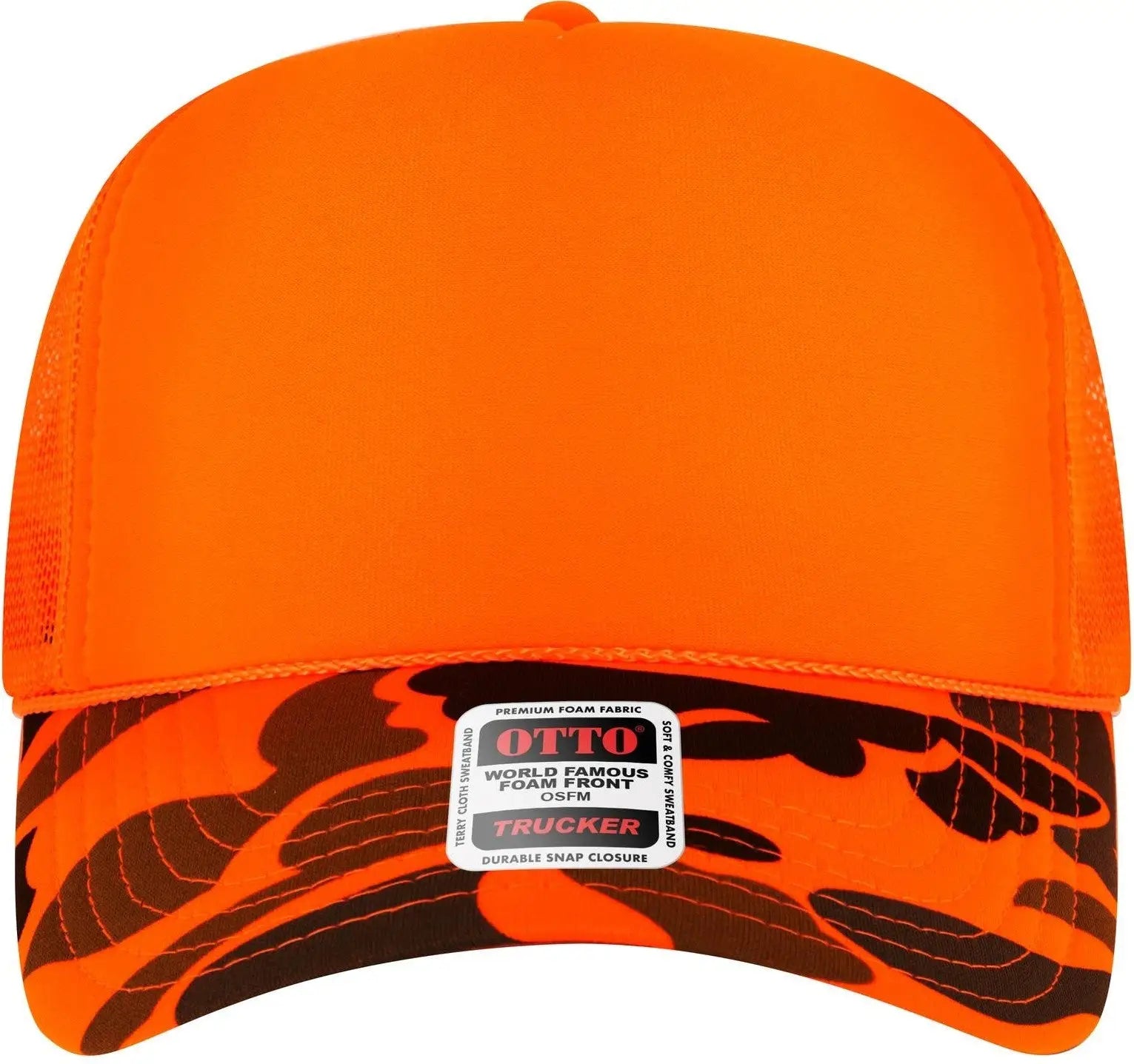Otto 39-165 Camouflage 5 Panel High Crown Mesh Back Trucker Cap - N.org/camo - 6 1/2’’ - 7 5/8’’