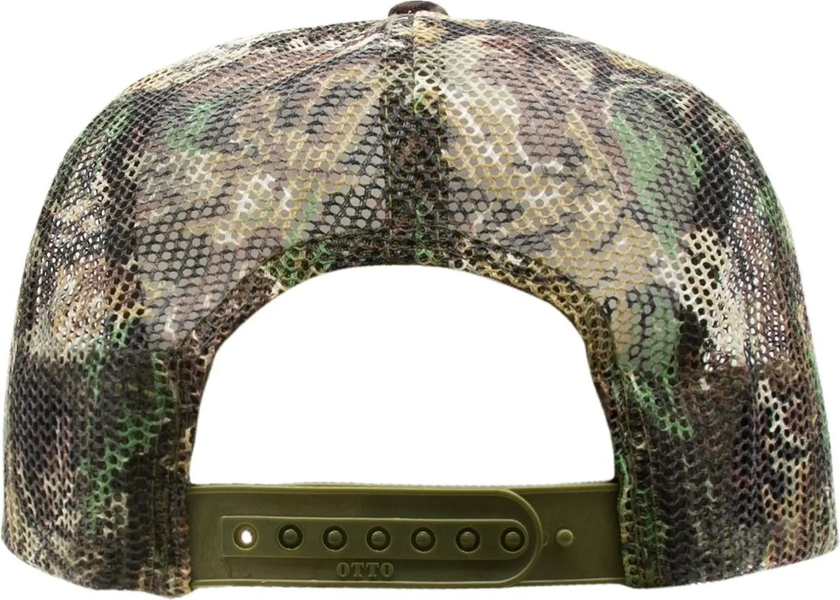 Otto 39-165 Camouflage 5 Panel High Crown Mesh Back Trucker Cap - Lt.lod/brn/kly - 6 1/2’’ - 7 5/8’’