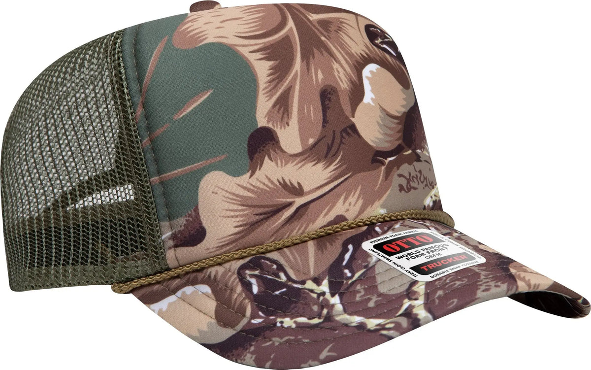 Otto 39-165 Camouflage 5 Panel High Crown Mesh Back Trucker Cap - Kha/brn/lt.ol.grn/ol.grn - 6 1/2’’ - 7 5/8’’
