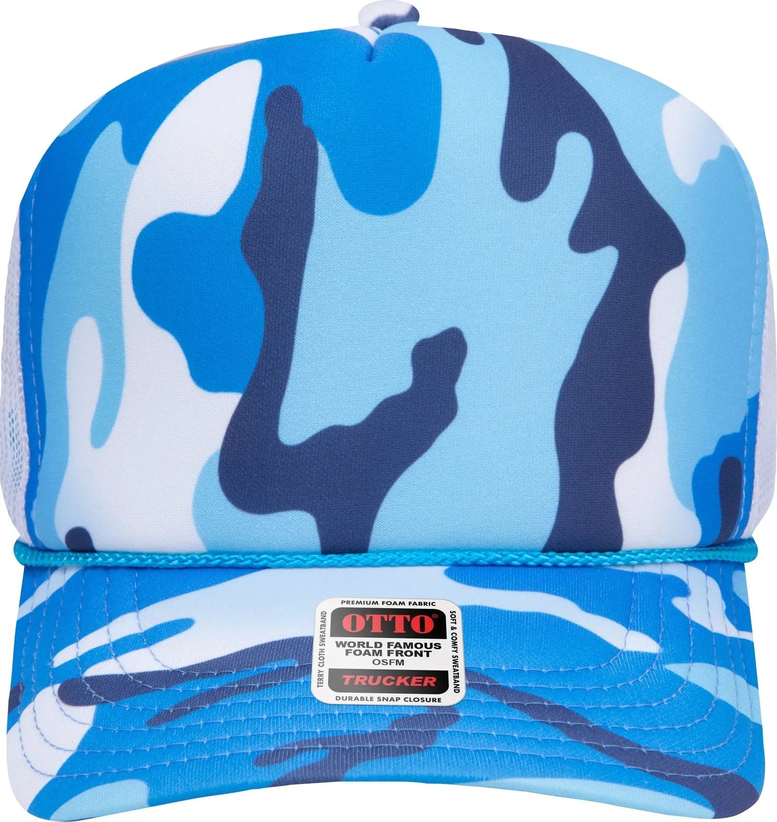 Otto 39-165 Camouflage 5 Panel High Crown Mesh Back Trucker Cap - Sky Camo/wht - 6 1/2’’ - 7 5/8’’