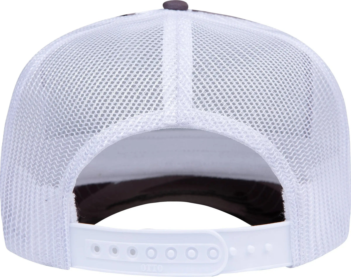 Otto 39-165 Camouflage 5 Panel High Crown Mesh Back Trucker Cap - Snow Camo/wht - 6 1/2’’ - 7 5/8’’