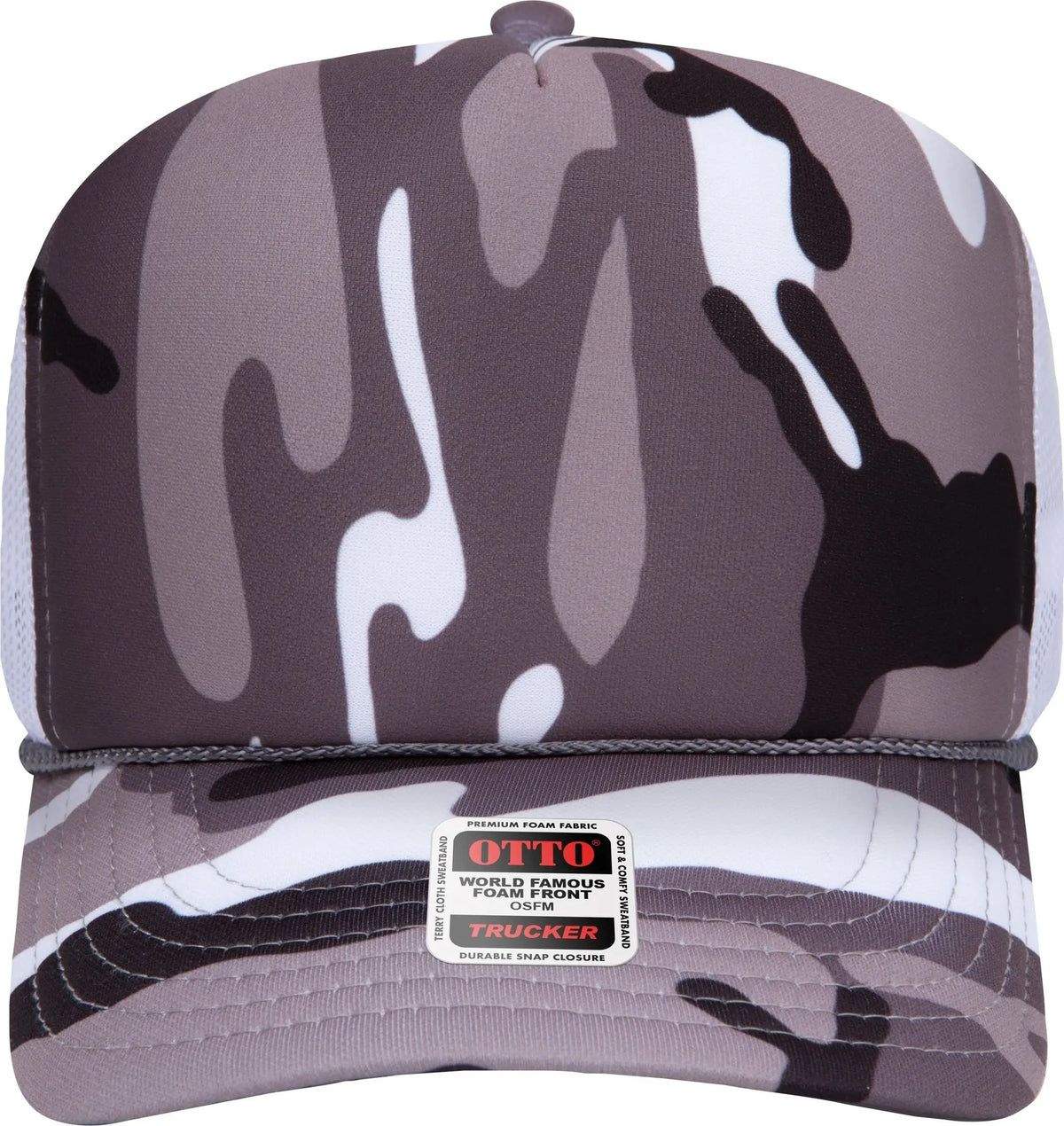 Otto 39-165 Camouflage 5 Panel High Crown Mesh Back Trucker Cap - Snow Camo/wht - 6 1/2’’ - 7 5/8’’