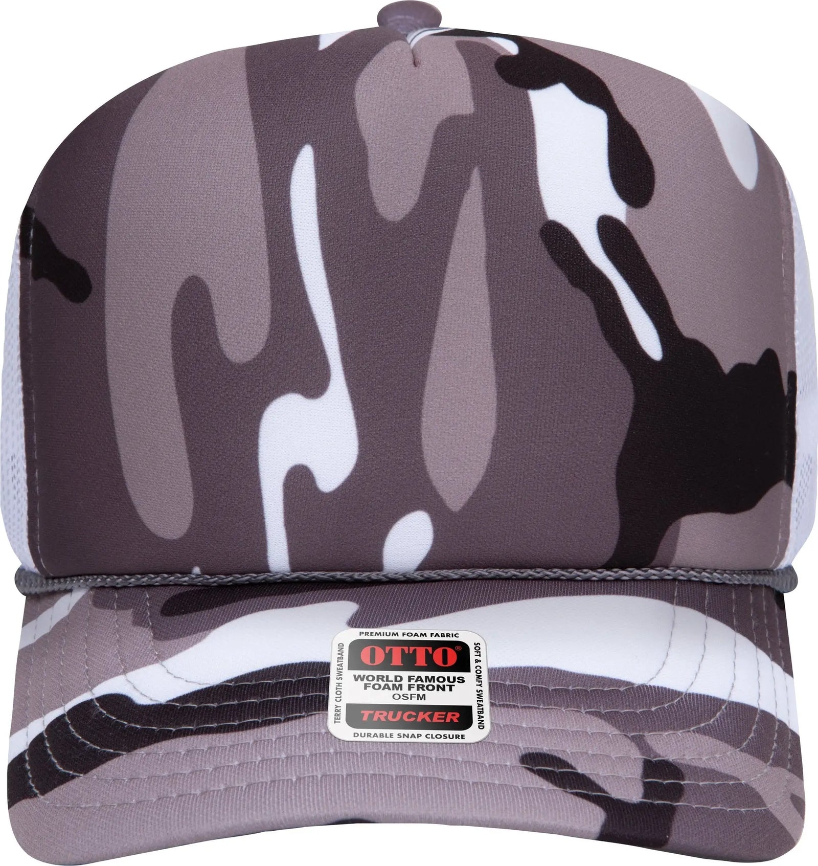Otto 39-165 Camouflage 5 Panel High Crown Mesh Back Trucker Cap - Snow Camo/wht - 6 1/2’’ - 7 5/8’’