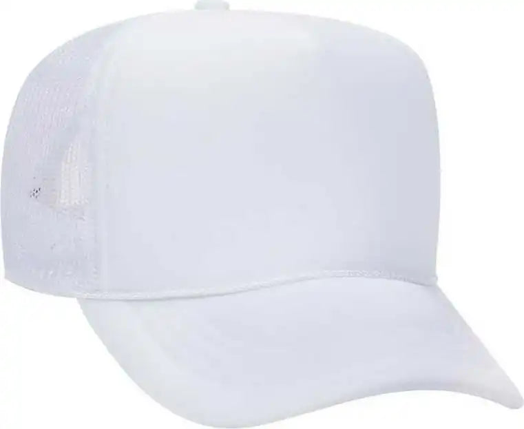 Otto 39-165 Youth 5 Panel Foam High Crown Mesh Back Trucker Snapback Cap - White
