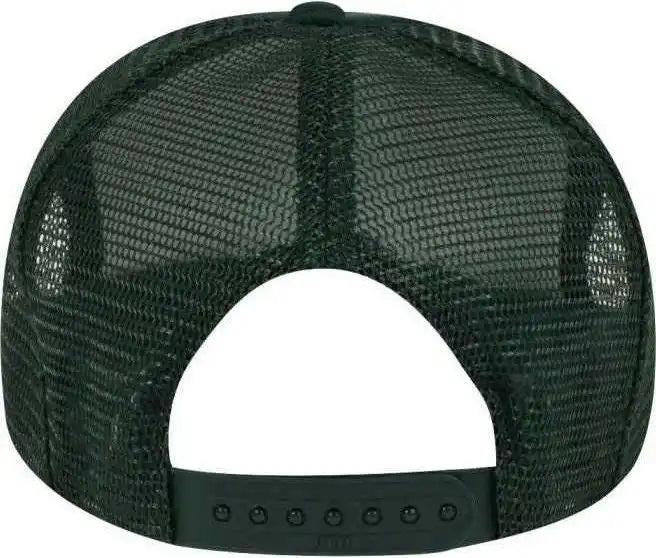 Otto 39 165 Youth 5 Panel Foam High Crown Mesh Back Trucker Snapback Cap Dark Green Forest