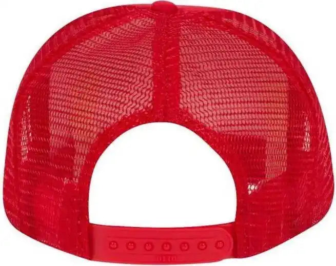 Otto 39-165 Youth 5 Panel Foam High Crown Mesh Back Trucker Snapback Cap - Red