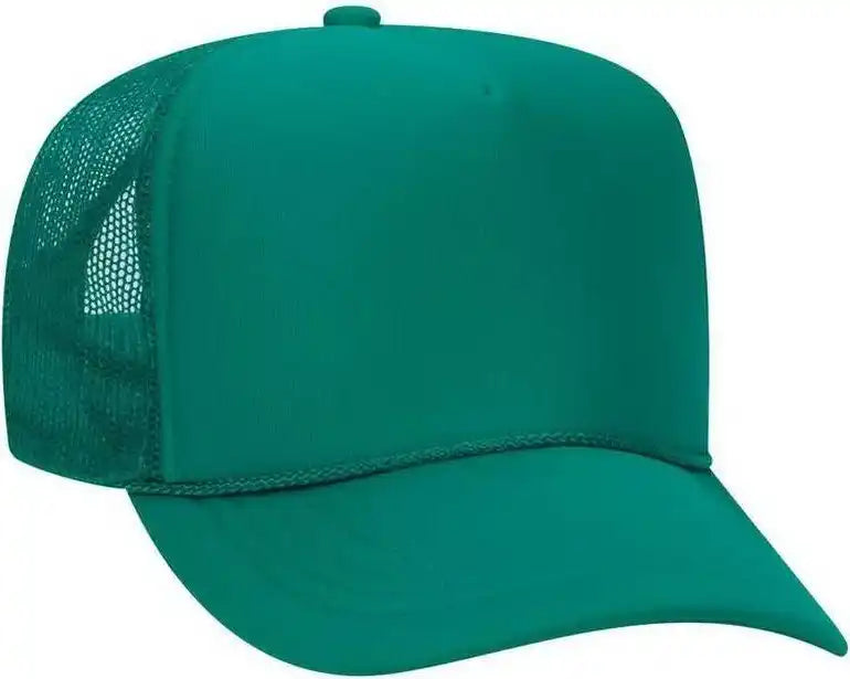 Otto 39-165 Youth 5 Panel Foam High Crown Mesh Back Trucker Snapback Cap - Jade - Green