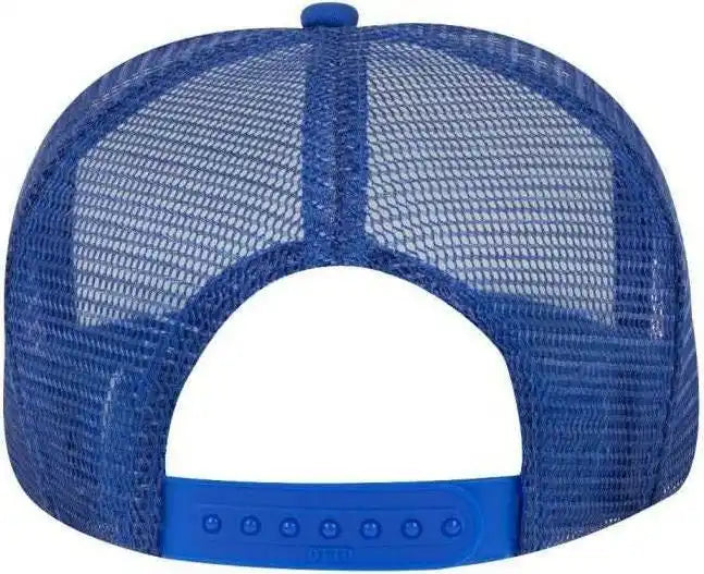 Otto 39-165 Youth 5 Panel Foam High Crown Mesh Back Trucker Snapback Cap - Royal White