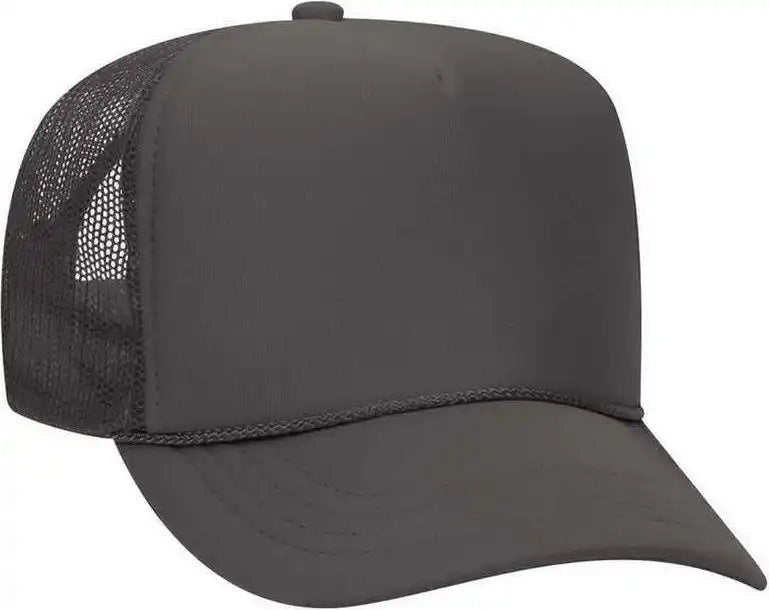 Otto 39-165 Youth 5 Panel Foam High Crown Mesh Back Trucker Snapback Cap - Charcoal Gray - Dark