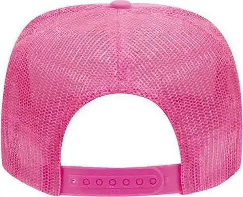 Otto 39-165 Youth 5 Panel Foam High Crown Mesh Back Trucker Snapback Cap - Heather Pink White