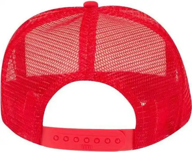 Otto 39-165 Youth 5 Panel Foam High Crown Mesh Back Trucker Snapback Cap - Red White