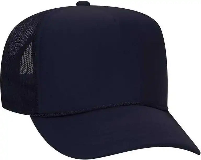 Otto 39 165 Youth 5 Panel Foam High Crown Mesh Back Trucker Snapback Cap Navy