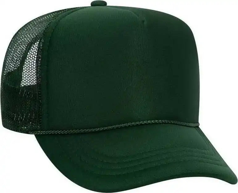 Otto 39 165 Youth 5 Panel Foam High Crown Mesh Back Trucker Snapback Cap Dark Green Forest