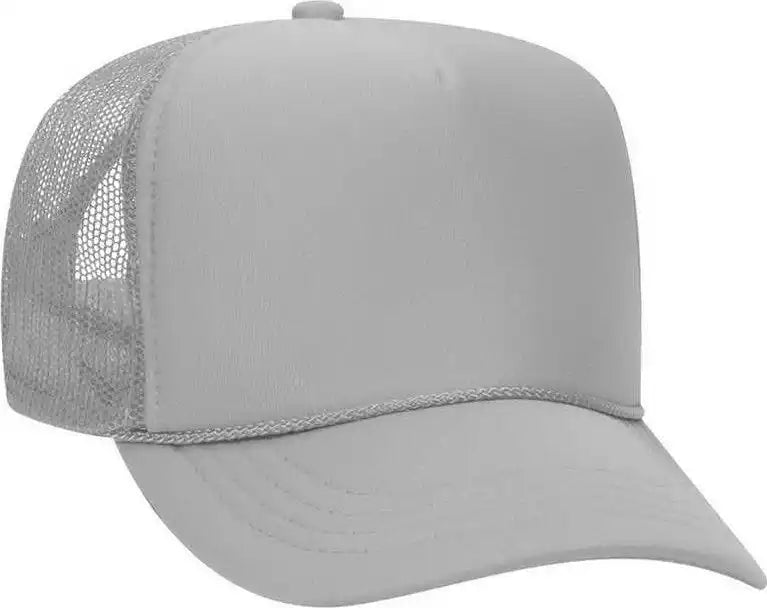 Otto 39-165 Youth 5 Panel Foam High Crown Mesh Back Trucker Snapback Cap - Gray