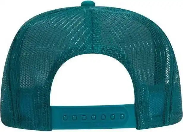 Otto 39-165 Youth 5 Panel Foam High Crown Mesh Back Trucker Snapback Cap - Jade White - Green