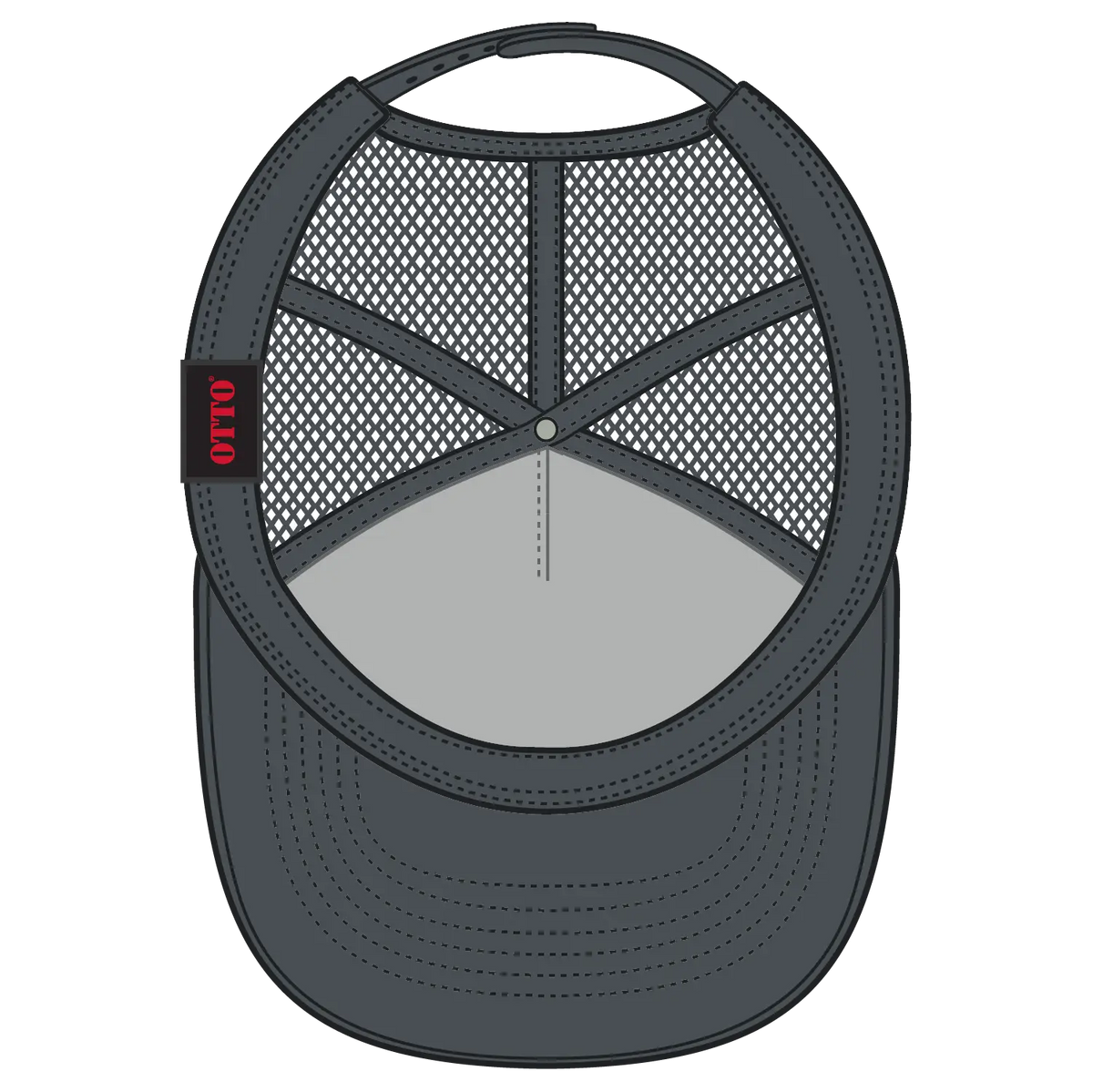 Otto 39-166 5 Panel High Crown Air Mesh Back Trucker Cap - Char. Gray - 7 3/8’’ - 5/8’’