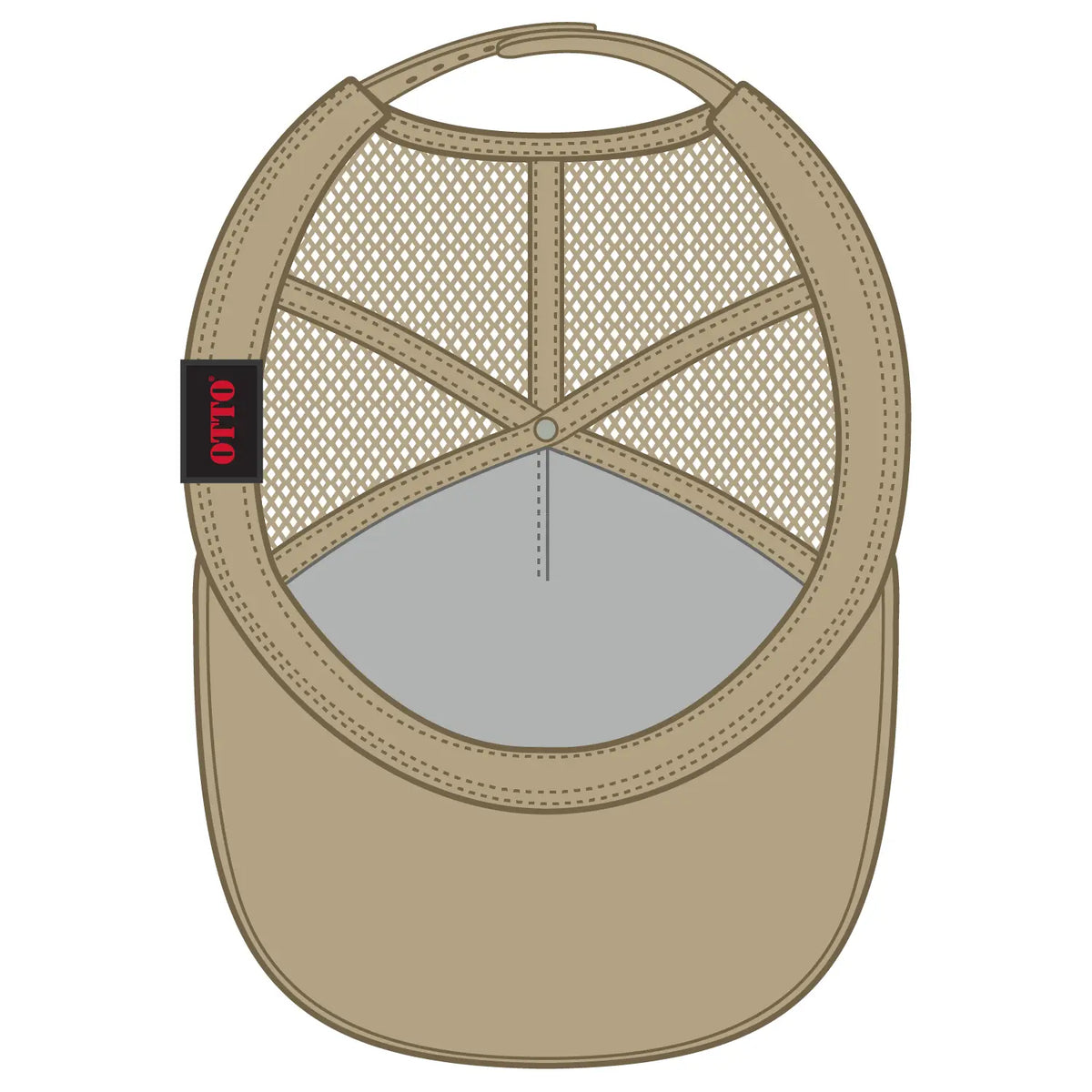 Otto 39-166 5 Panel High Crown Air Mesh Back Trucker Cap - Khaki - 7 3/8’’ - 5/8’’