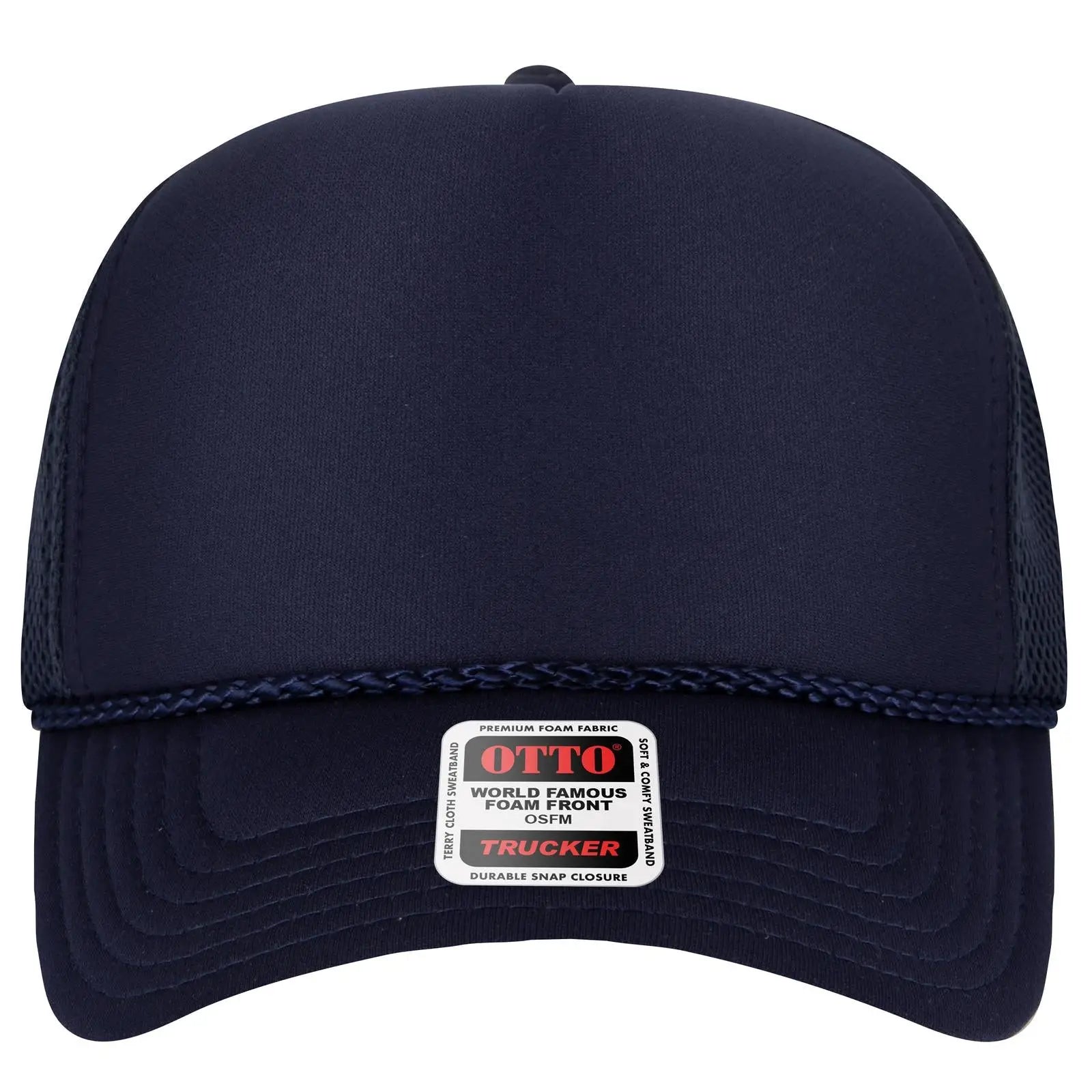 Otto 39-166 5 Panel High Crown Air Mesh Back Trucker Cap - Navy - 7 3/8’’ - 5/8’’
