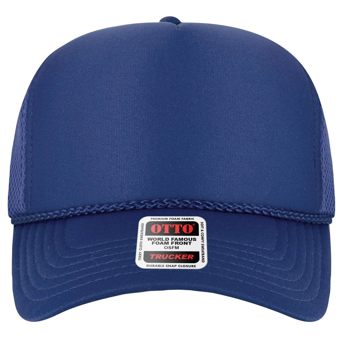 Otto 39-166 5 Panel High Crown Air Mesh Back Trucker Cap - Royal - 7 3/8’’ - 5/8’’