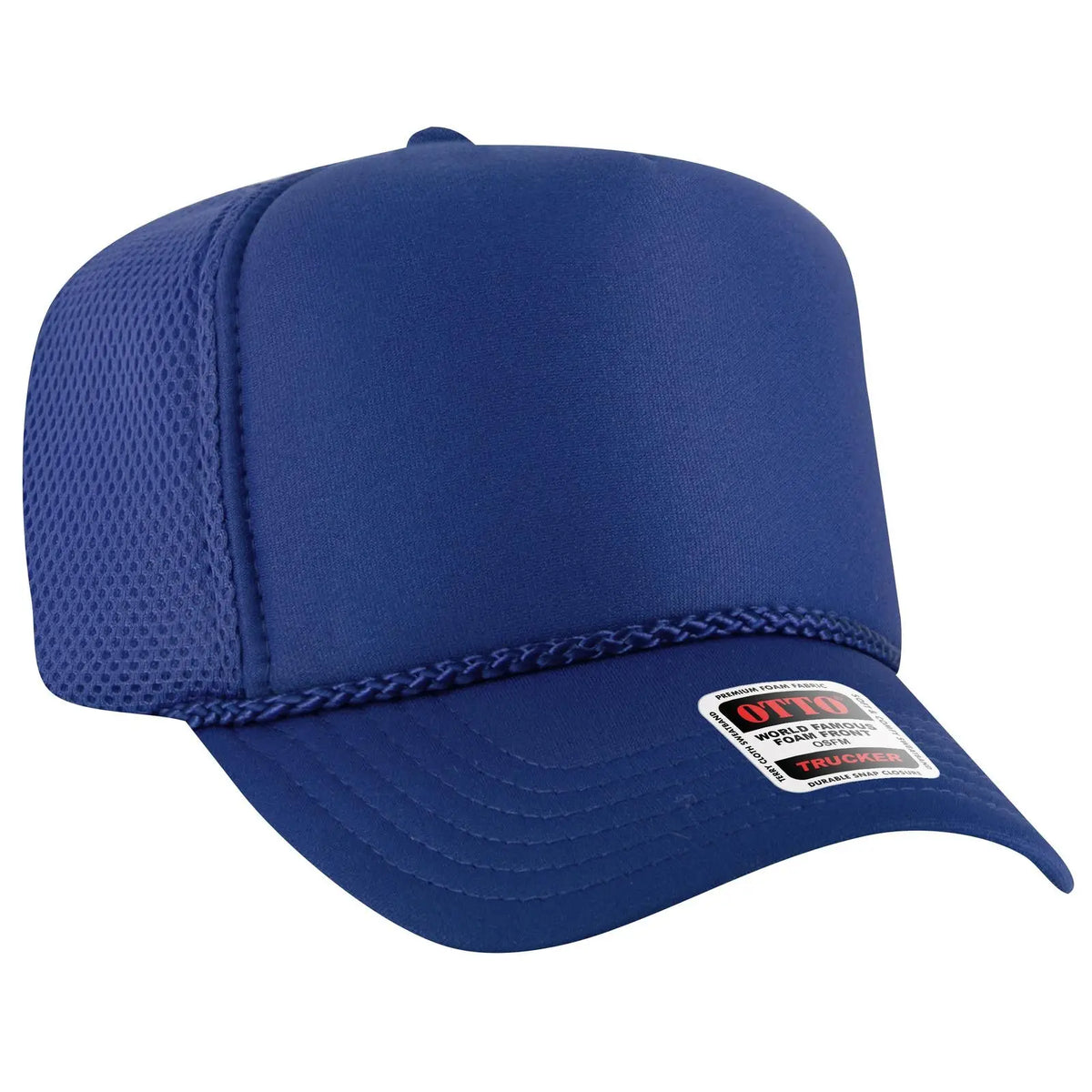 Otto 39-166 5 Panel High Crown Air Mesh Back Trucker Cap - Royal - 7 3/8’’ - 5/8’’
