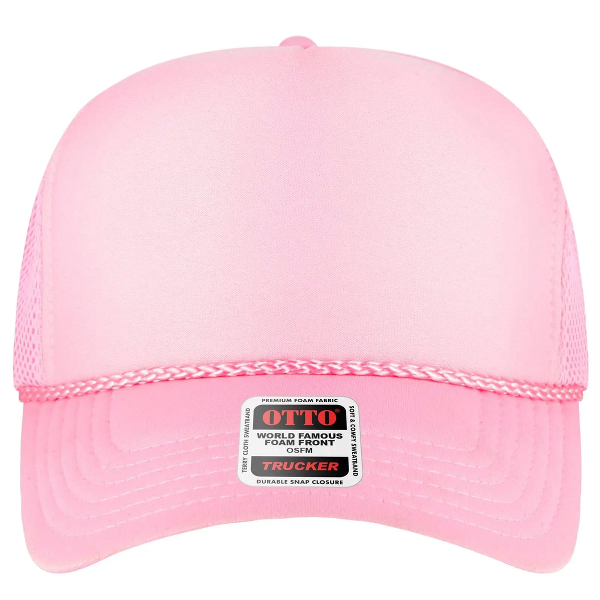 Otto 39-166 5 Panel High Crown Air Mesh Back Trucker Cap - Soft Pink - 7 3/8’’ - 5/8’’