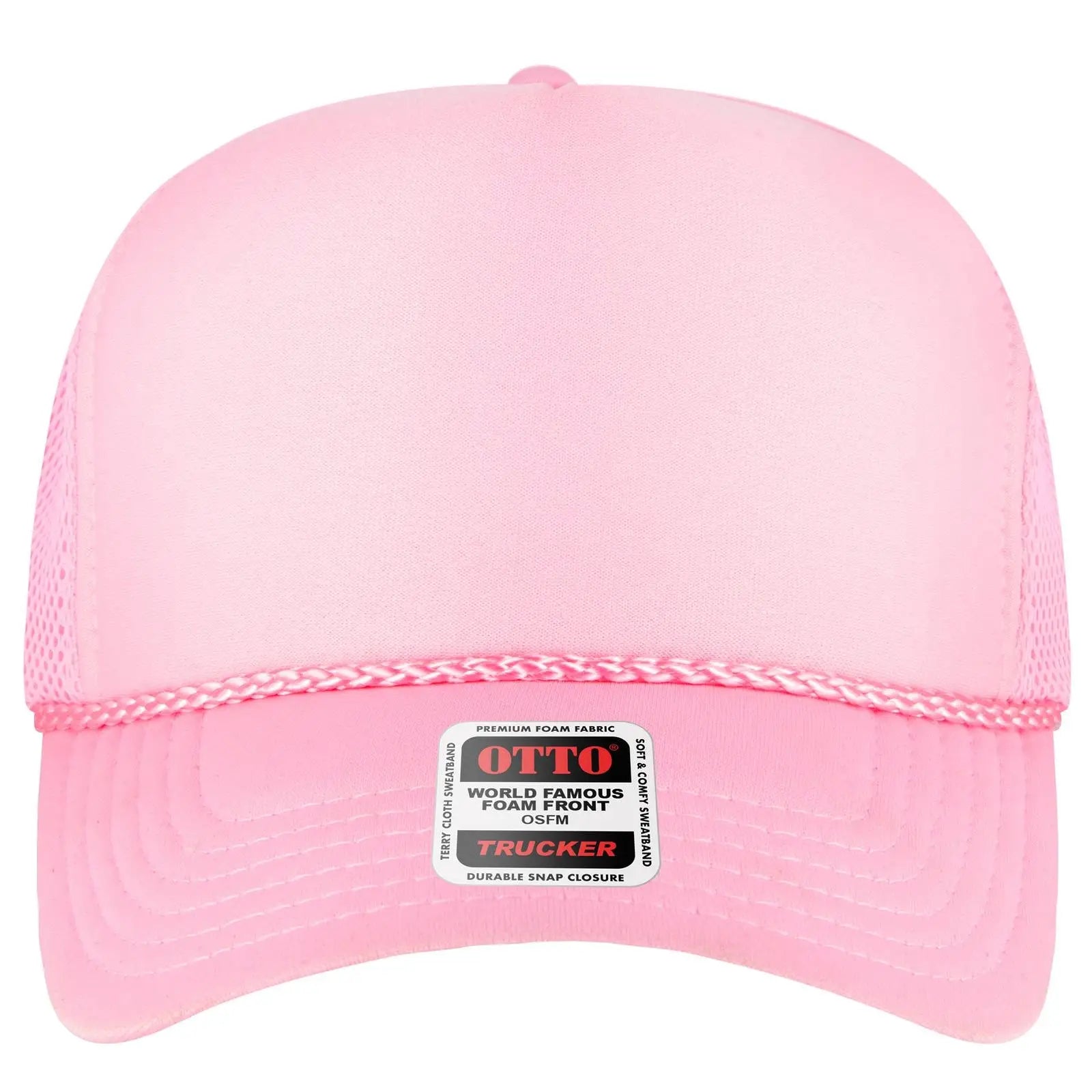 Otto 39-166 5 Panel High Crown Air Mesh Back Trucker Cap - Soft Pink - 7 3/8’’ - 5/8’’