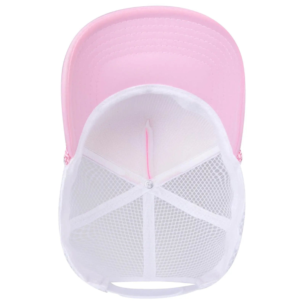 Otto 39-166 5 Panel High Crown Circle Mesh Back Trucker Cap - S.pnk/s.pnk/wht - 7 3/8’’ - 5/8’’