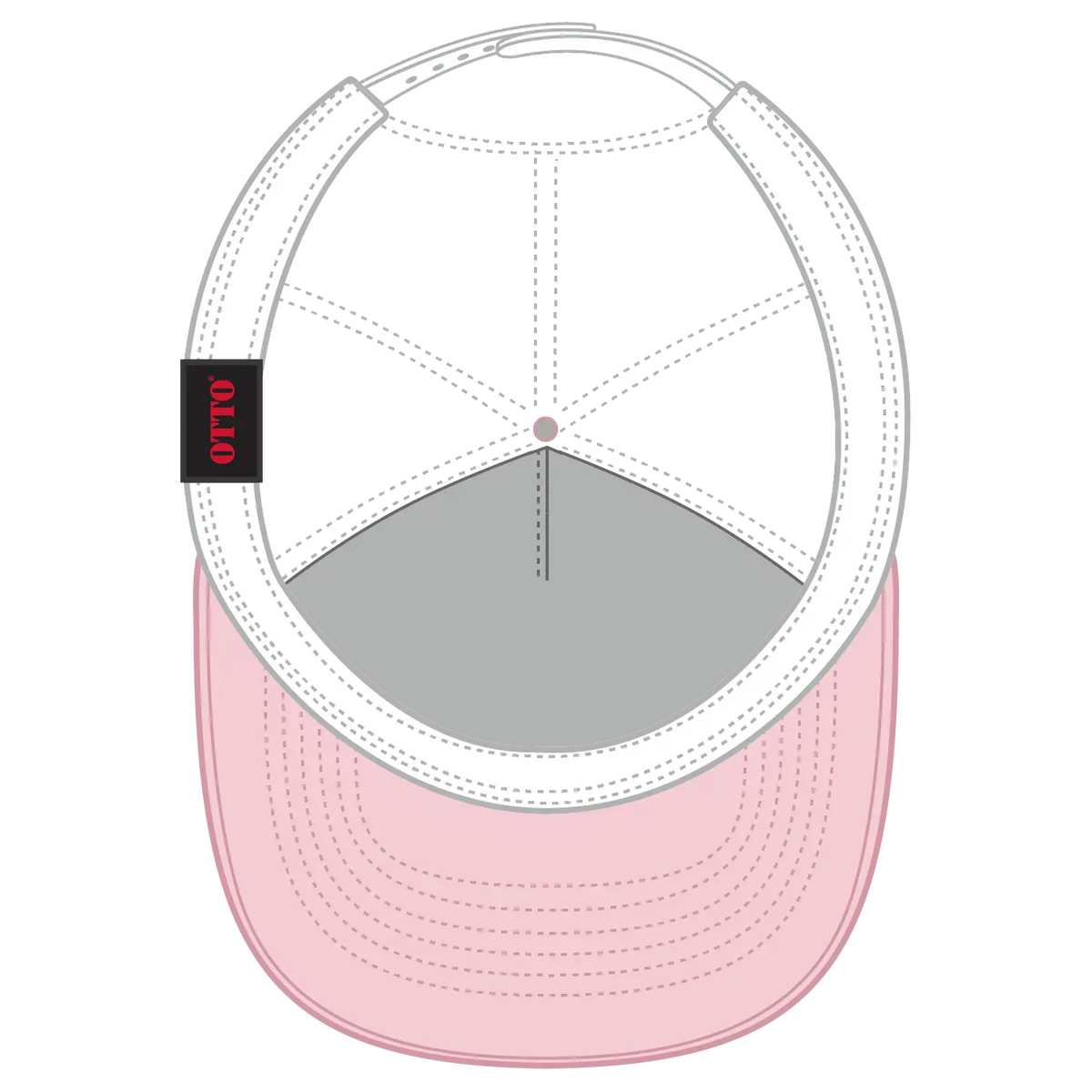 Otto 39-166 5 Panel High Crown Circle Mesh Back Trucker Cap - S.pnk/s.pnk/wht - 7 3/8’’ - 5/8’’