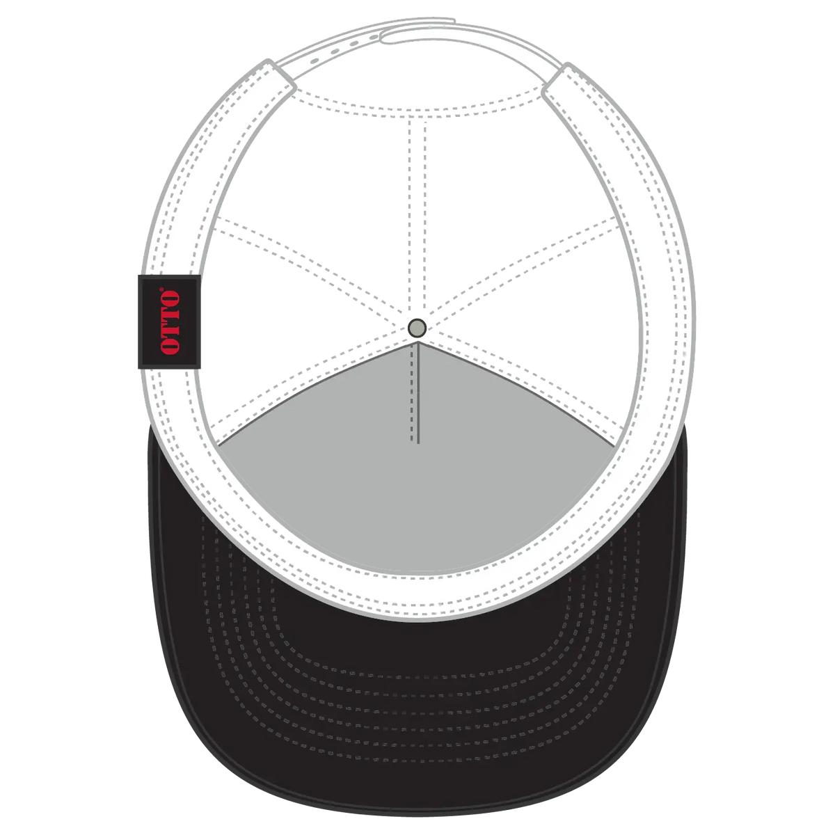 Otto 39-166 5 Panel High Crown Circle Mesh Back Trucker Cap - Blk/blk/wht - 7 3/8’’ - 5/8’’