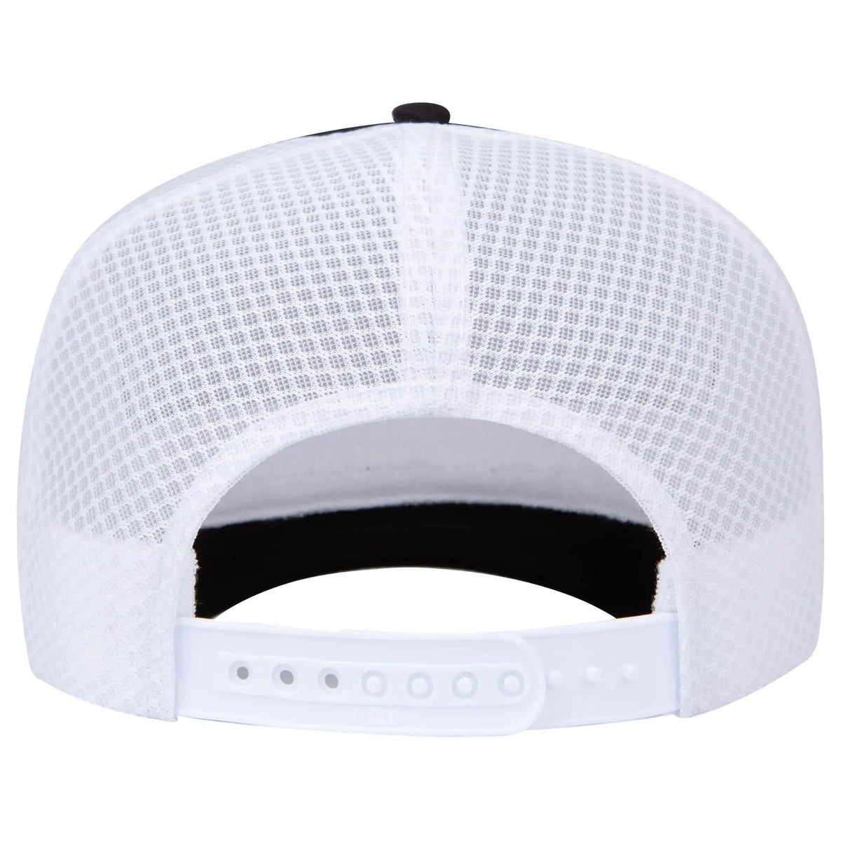 Otto 39-166 5 Panel High Crown Circle Mesh Back Trucker Cap - Blk/blk/wht - 7 3/8’’ - 5/8’’