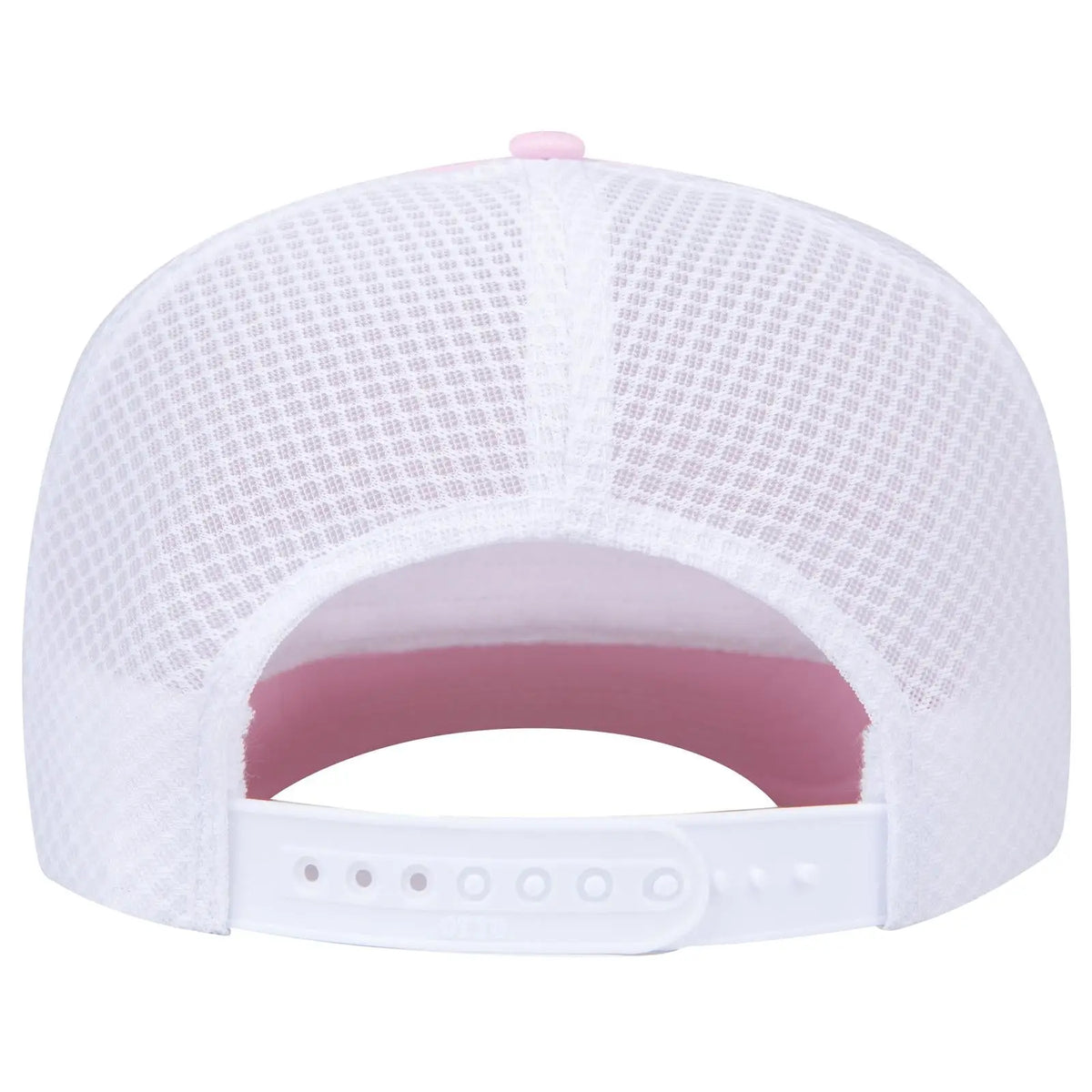 Otto 39-166 5 Panel High Crown Circle Mesh Back Trucker Cap - S.pnk/s.pnk/wht - 7 3/8’’ - 5/8’’