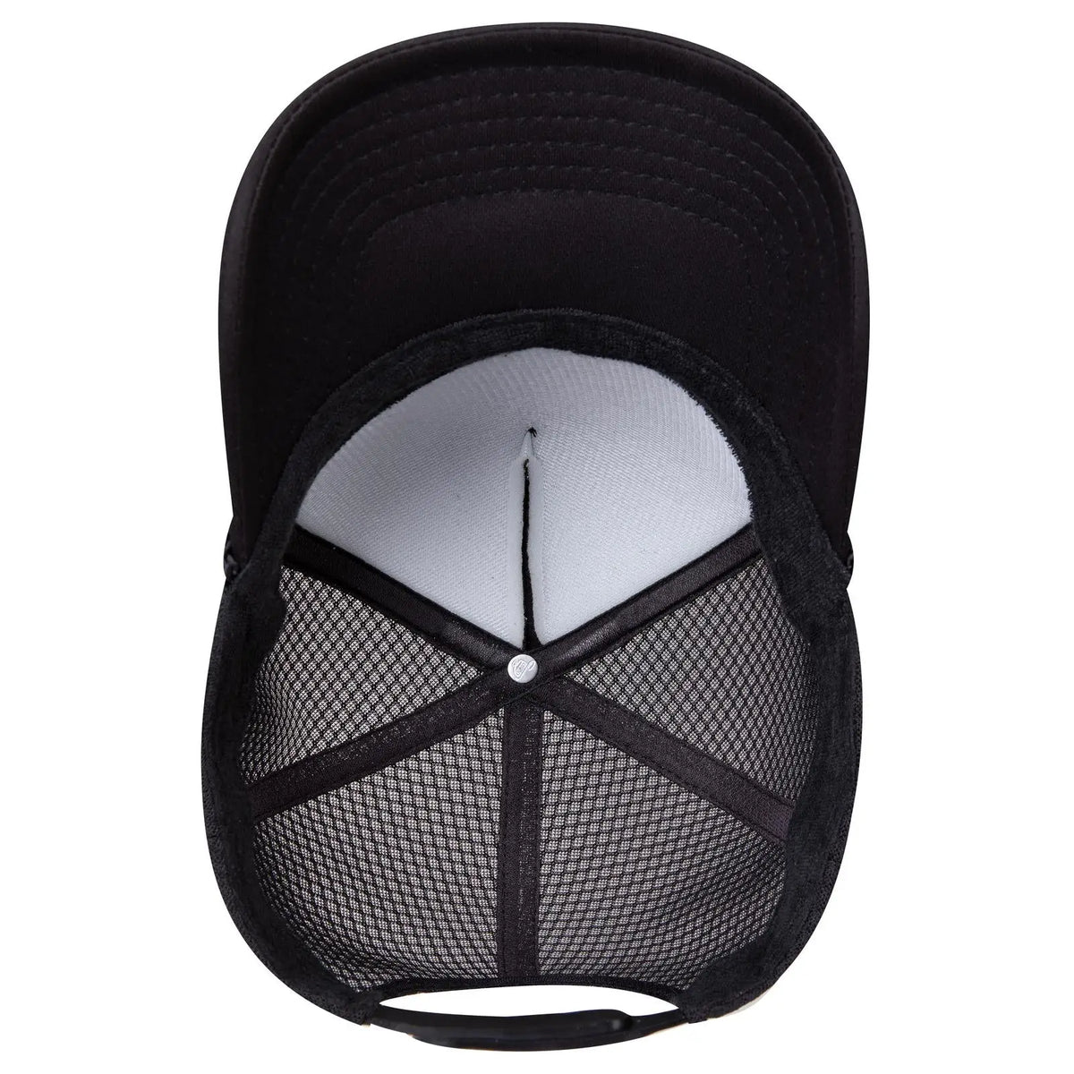 Otto 39-166 5 Panel High Crown Circle Mesh Back Trucker Cap - Black - 7 3/8’’ - 5/8’’