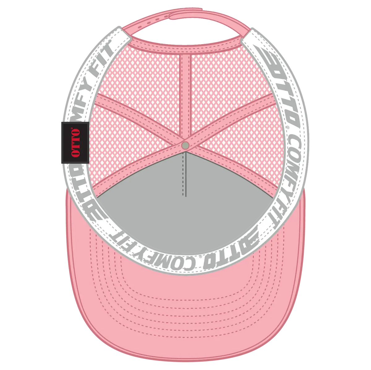 Otto 39-167 ?Otto Comfy Fit’ 5 Panel High Crown Mesh Back Trucker Cap - Pink - 7 3/8’’ - 5/8’’