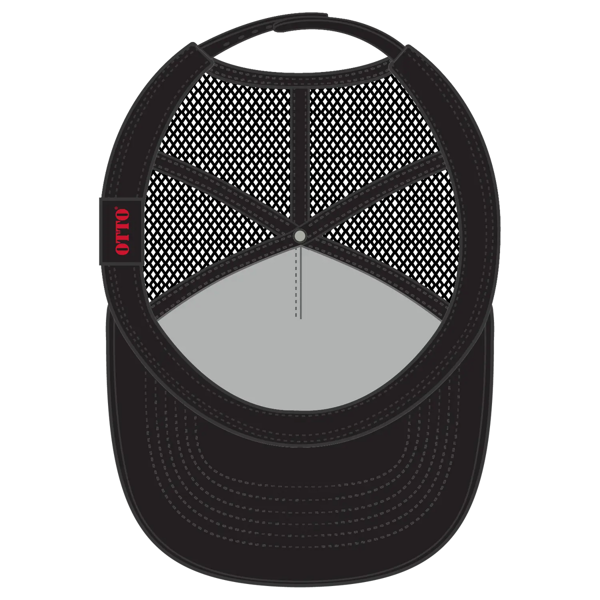 Otto 39102-1 5 Panel Low Profile Mesh Back Trucker Cap - Blk/wht/blk - 7 3/8’’ - 5/8’’
