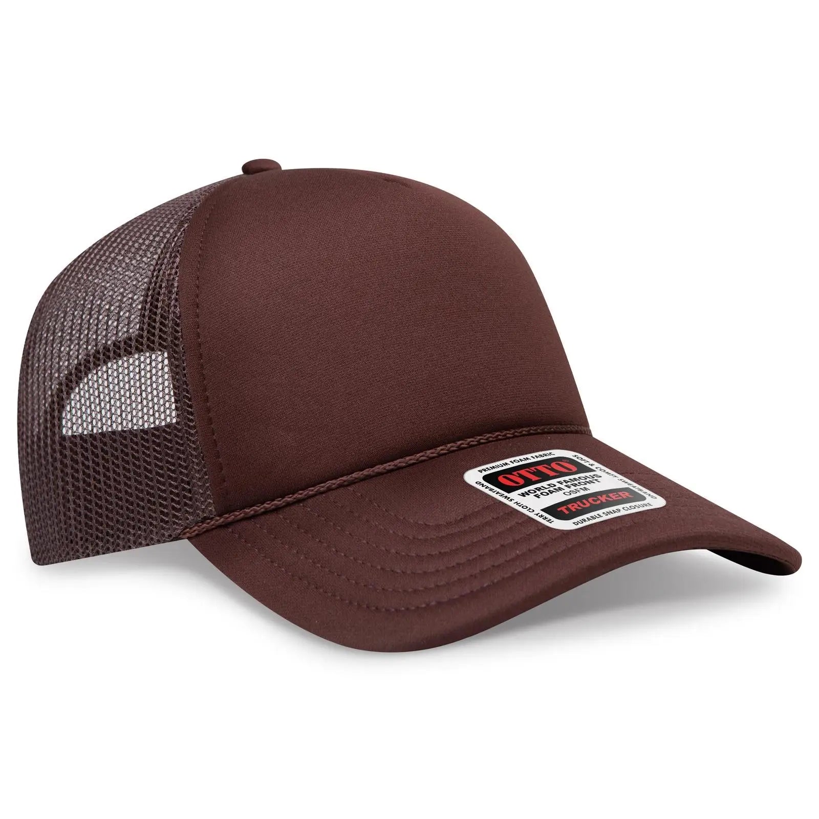 Otto 39102-1 5 Panel Low Profile Mesh Back Trucker Cap - Brown - 7 3/8’’ - 5/8’’