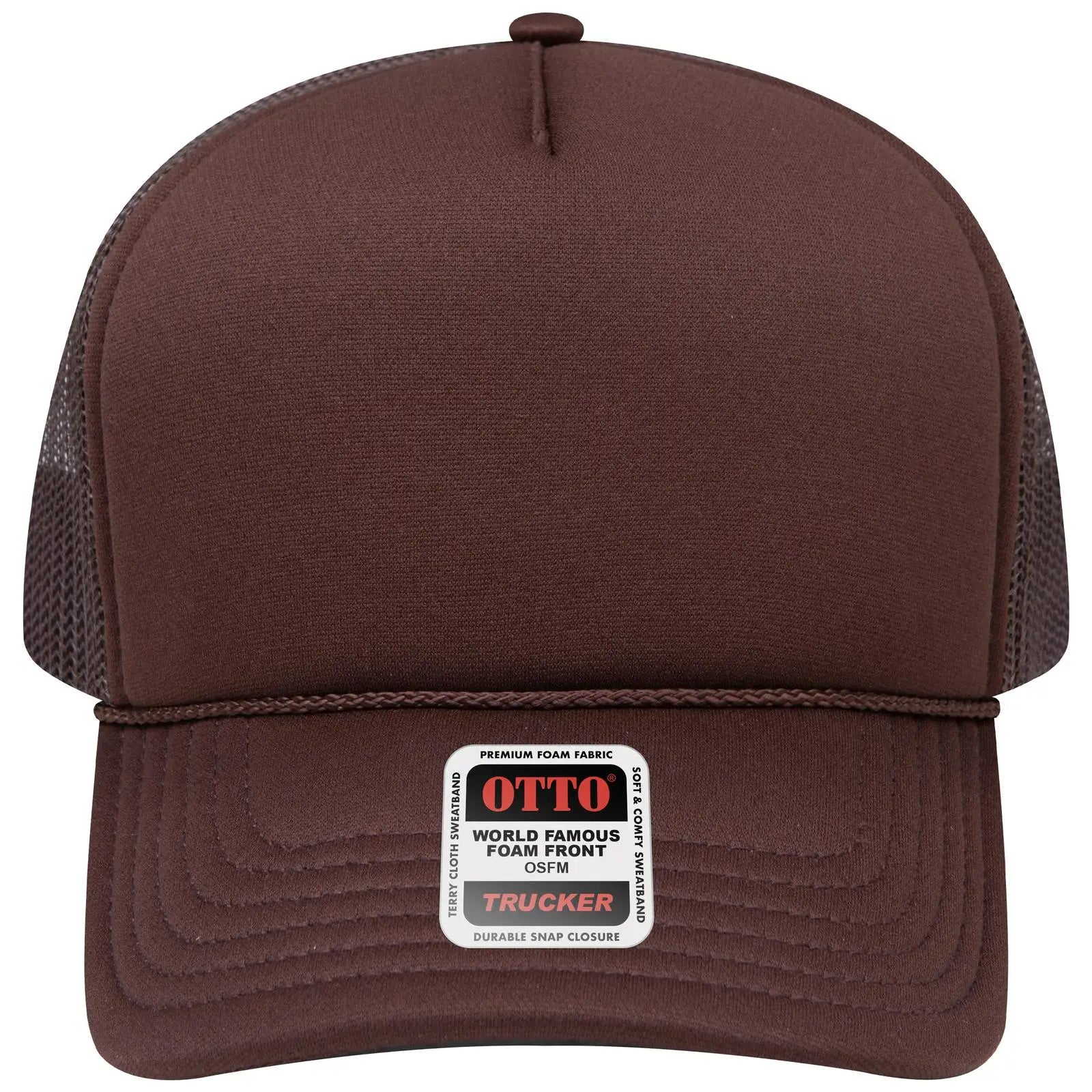 Otto 39102-1 5 Panel Low Profile Mesh Back Trucker Cap - Brown - 7 3/8’’ - 5/8’’