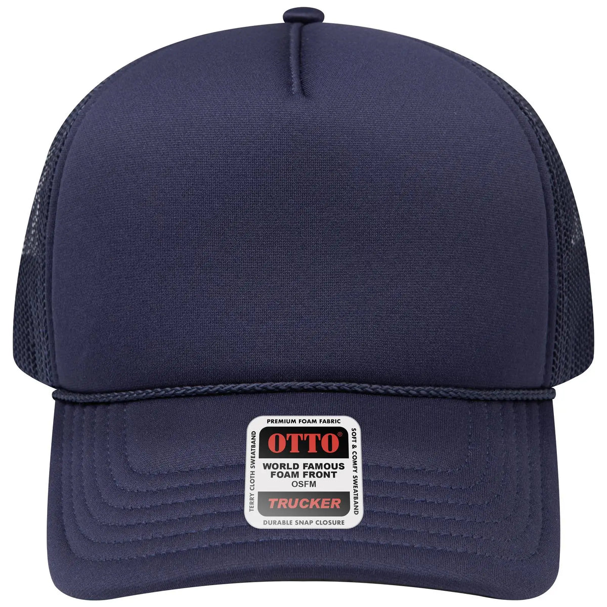 Otto 39102-1 5 Panel Low Profile Mesh Back Trucker Cap - Navy - 7 3/8’’ - 5/8’’