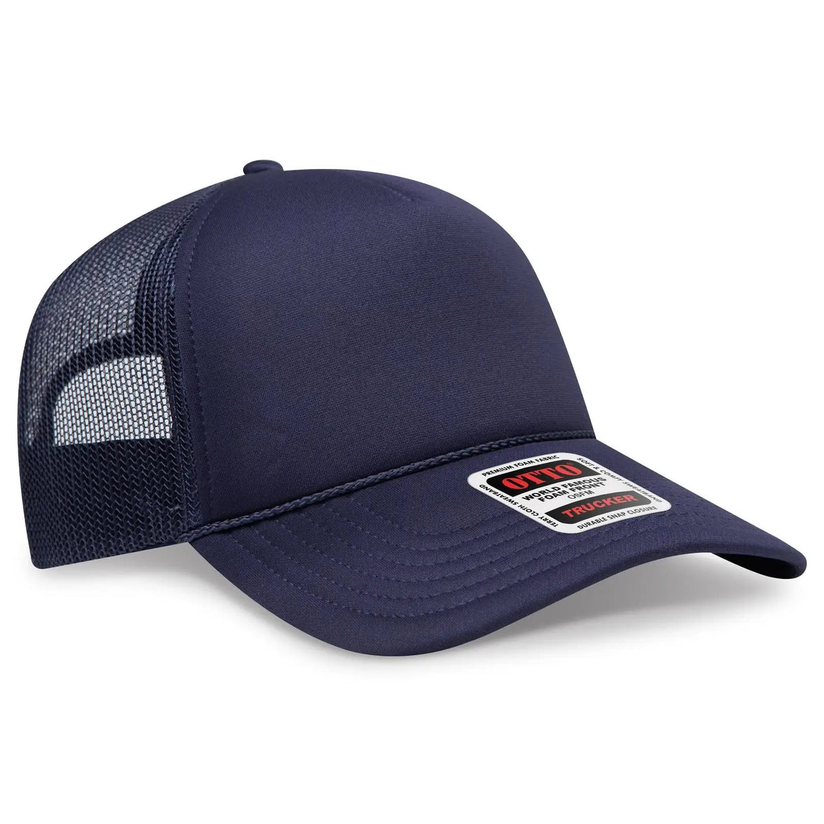 Otto 39102-1 5 Panel Low Profile Mesh Back Trucker Cap - Navy - 7 3/8’’ - 5/8’’