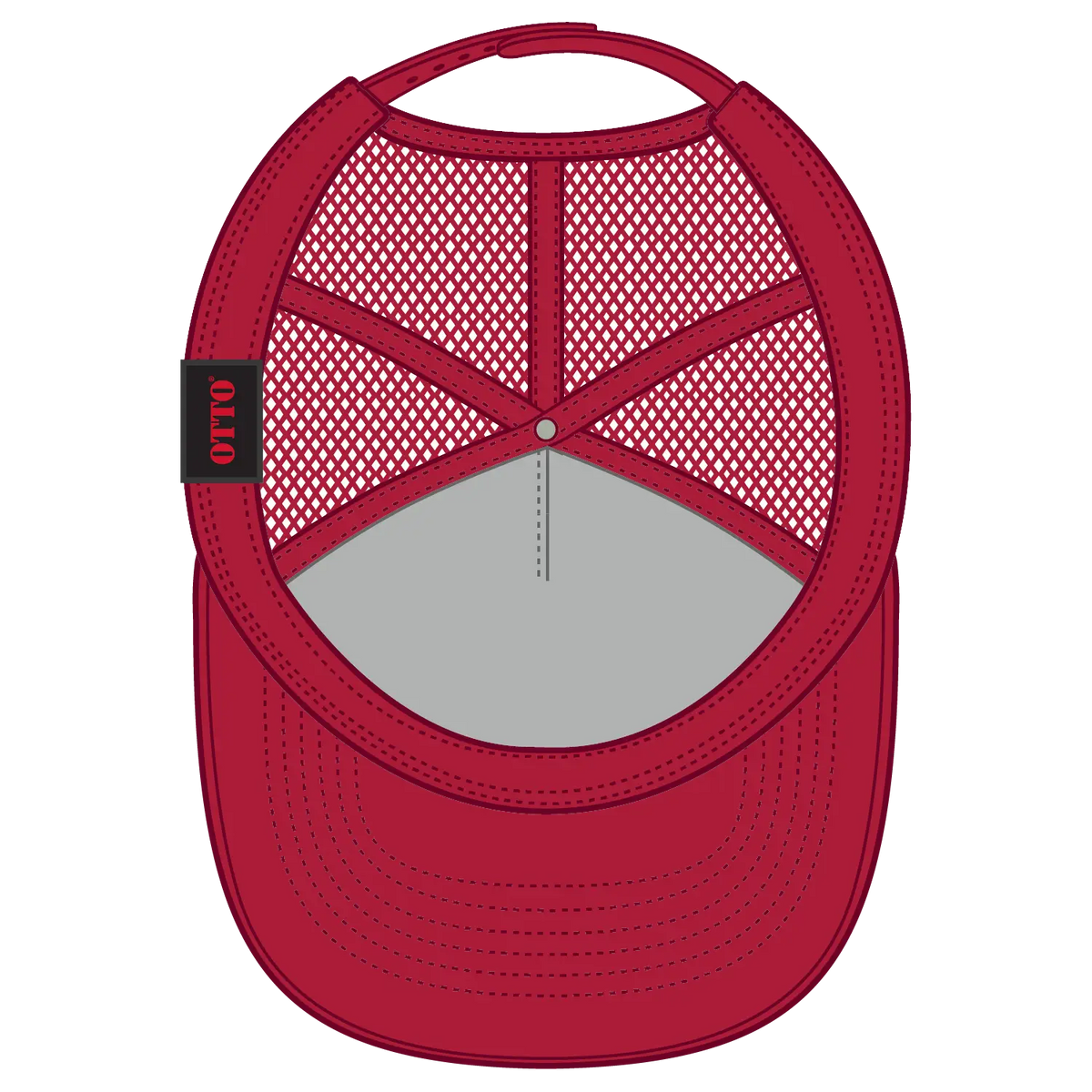 Otto 39102-1 5 Panel Low Profile Mesh Back Trucker Cap - Red - 7 3/8’’ - 5/8’’