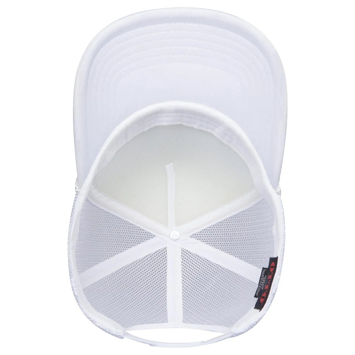 Otto 39102-1 5 Panel Low Profile Mesh Back Trucker Cap - White - 7 3/8’’ - 5/8’’