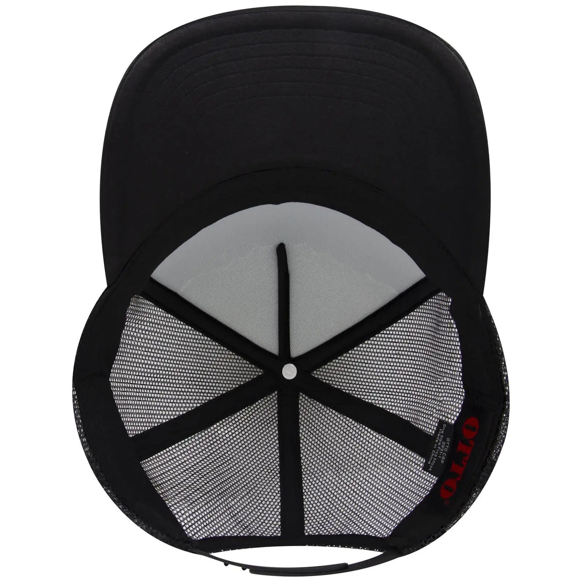 Otto 3931-1 5 Panel High Crown Mesh Back Trucker Cap - Black - 7 3/8’’ - 5/8’’