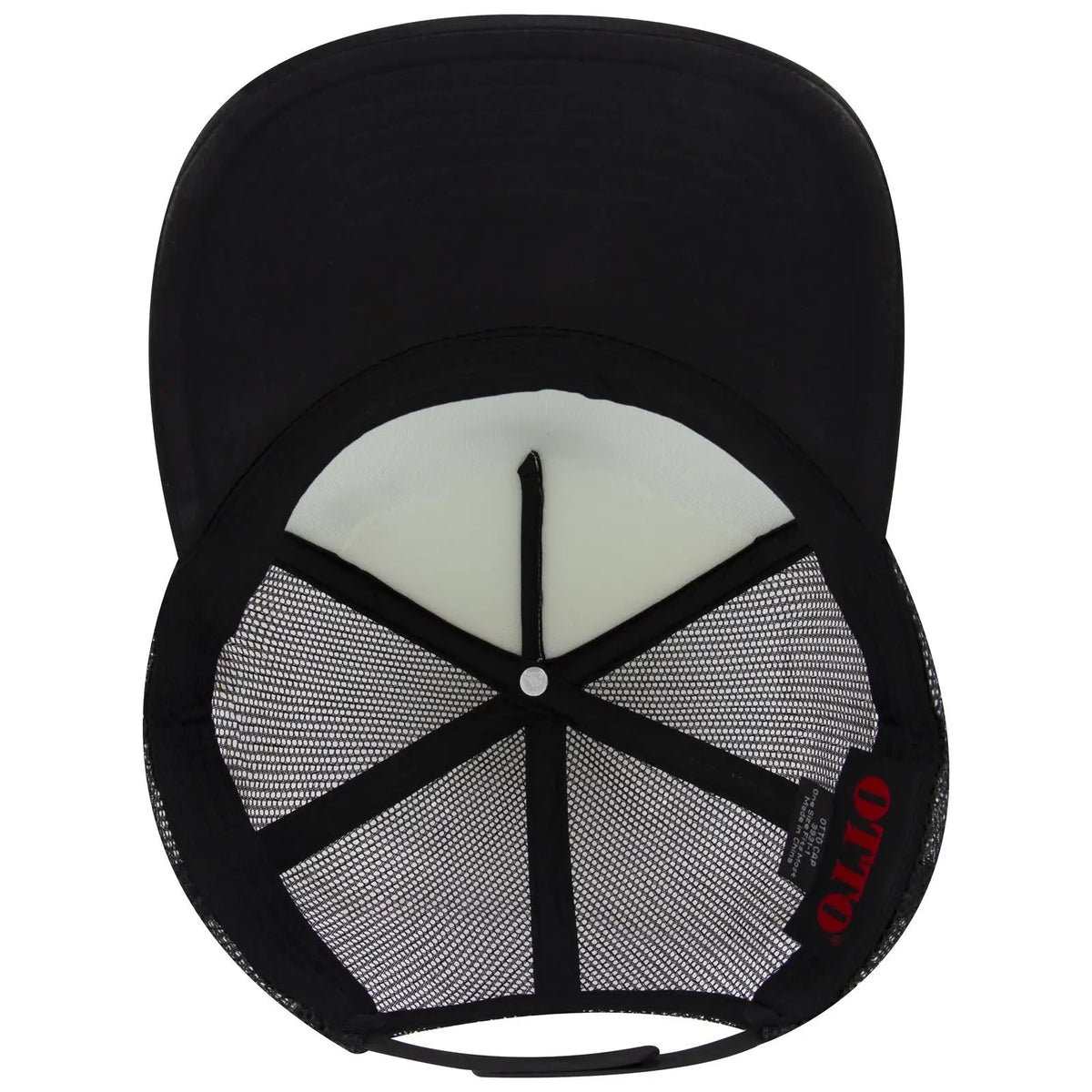 Otto 3931-1 5 Panel High Crown Mesh Back Trucker Cap - Blk/wht/blk