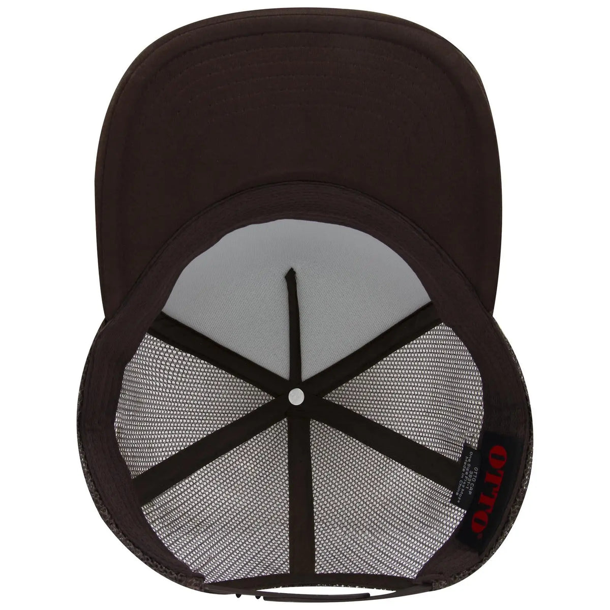 Otto 3931-1 5 Panel High Crown Mesh Back Trucker Cap - Brown - 7 3/8’’ - 5/8’’