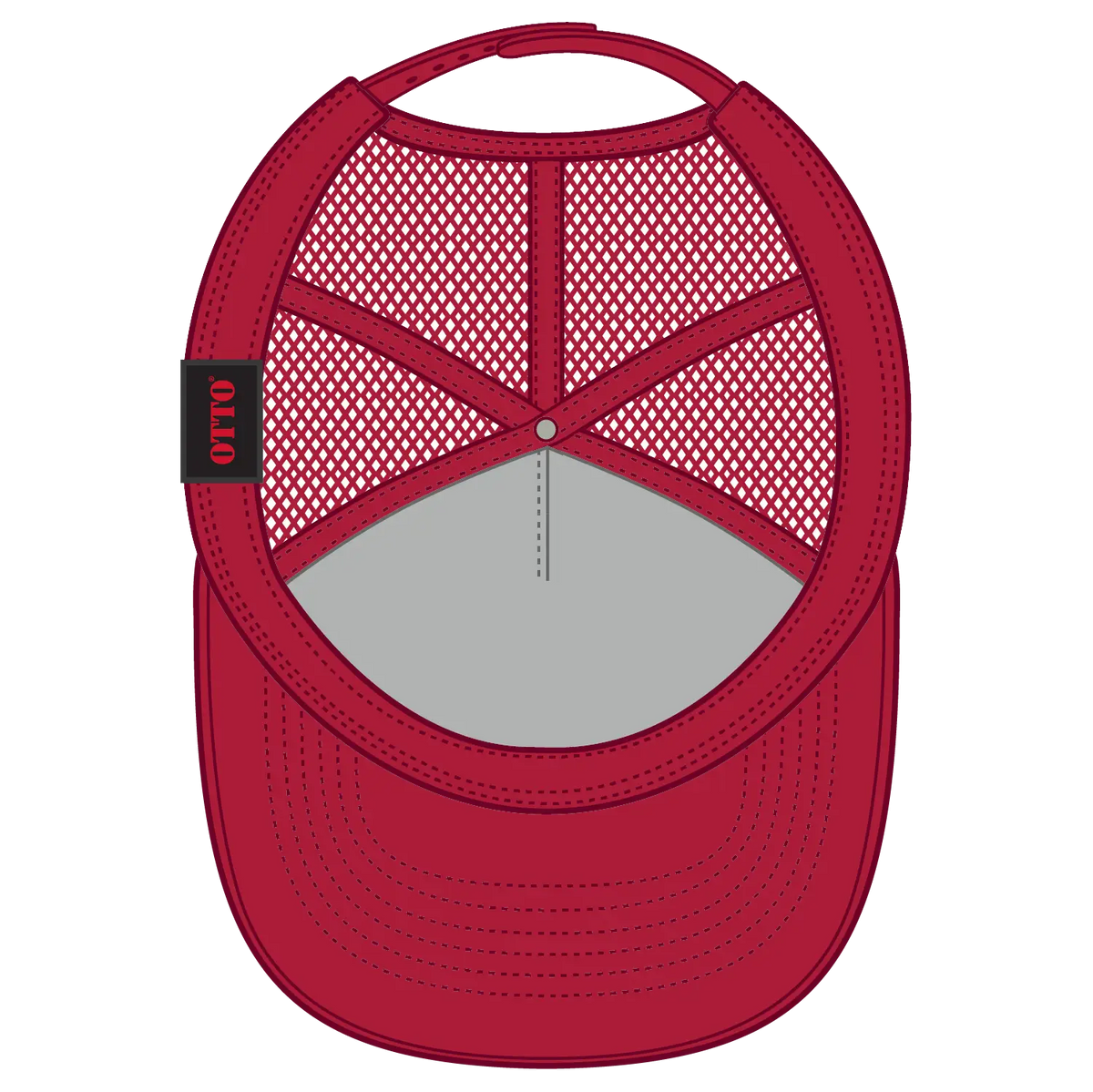 Otto 3931-1 5 Panel High Crown Mesh Back Trucker Cap - Red - 7 3/8’’ - 5/8’’