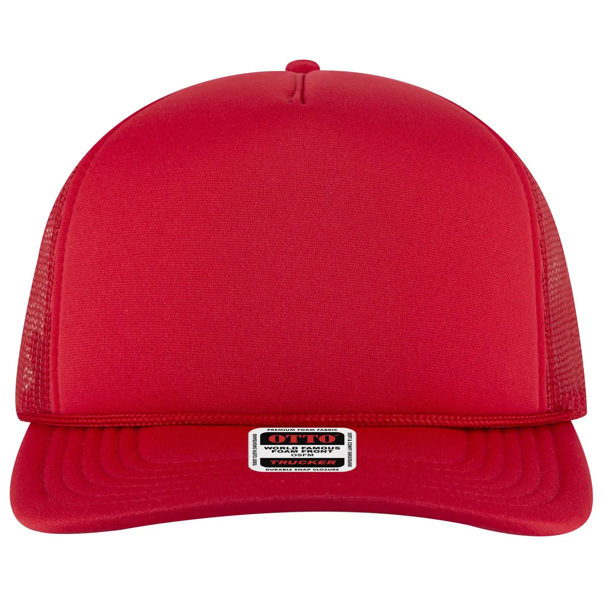 Otto 3931-1 5 Panel High Crown Mesh Back Trucker Cap - Red - 7 3/8’’ - 5/8’’