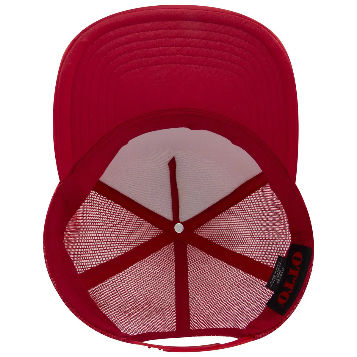 Otto 3931-1 5 Panel High Crown Mesh Back Trucker Cap - Red - 7 3/8’’ - 5/8’’