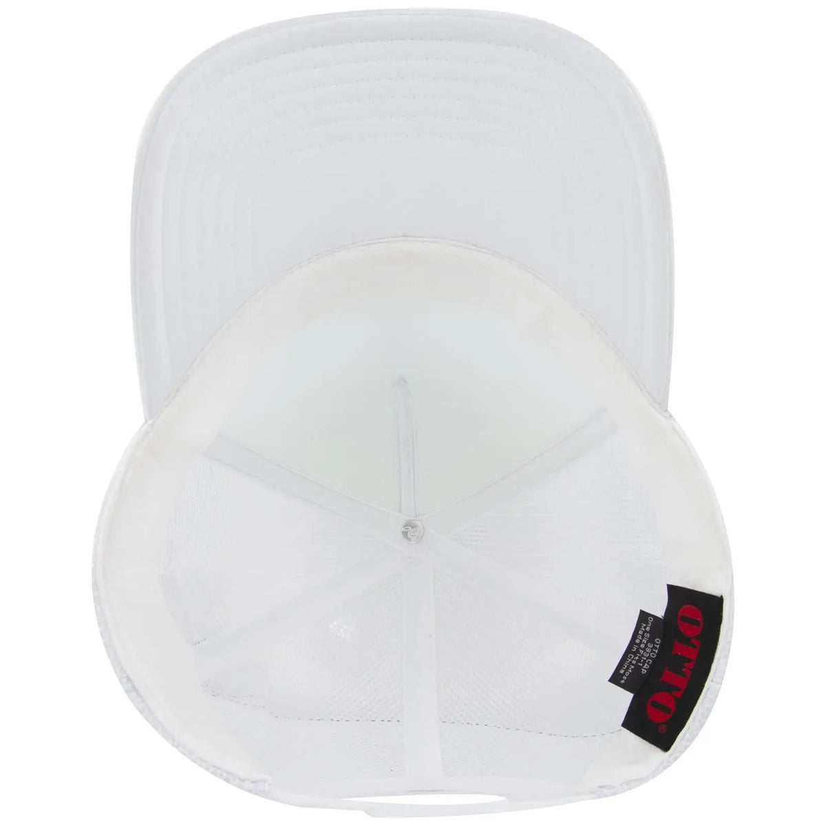 Otto 3931-1 5 Panel High Crown Mesh Back Trucker Cap - White - 7 3/8’’ - 5/8’’