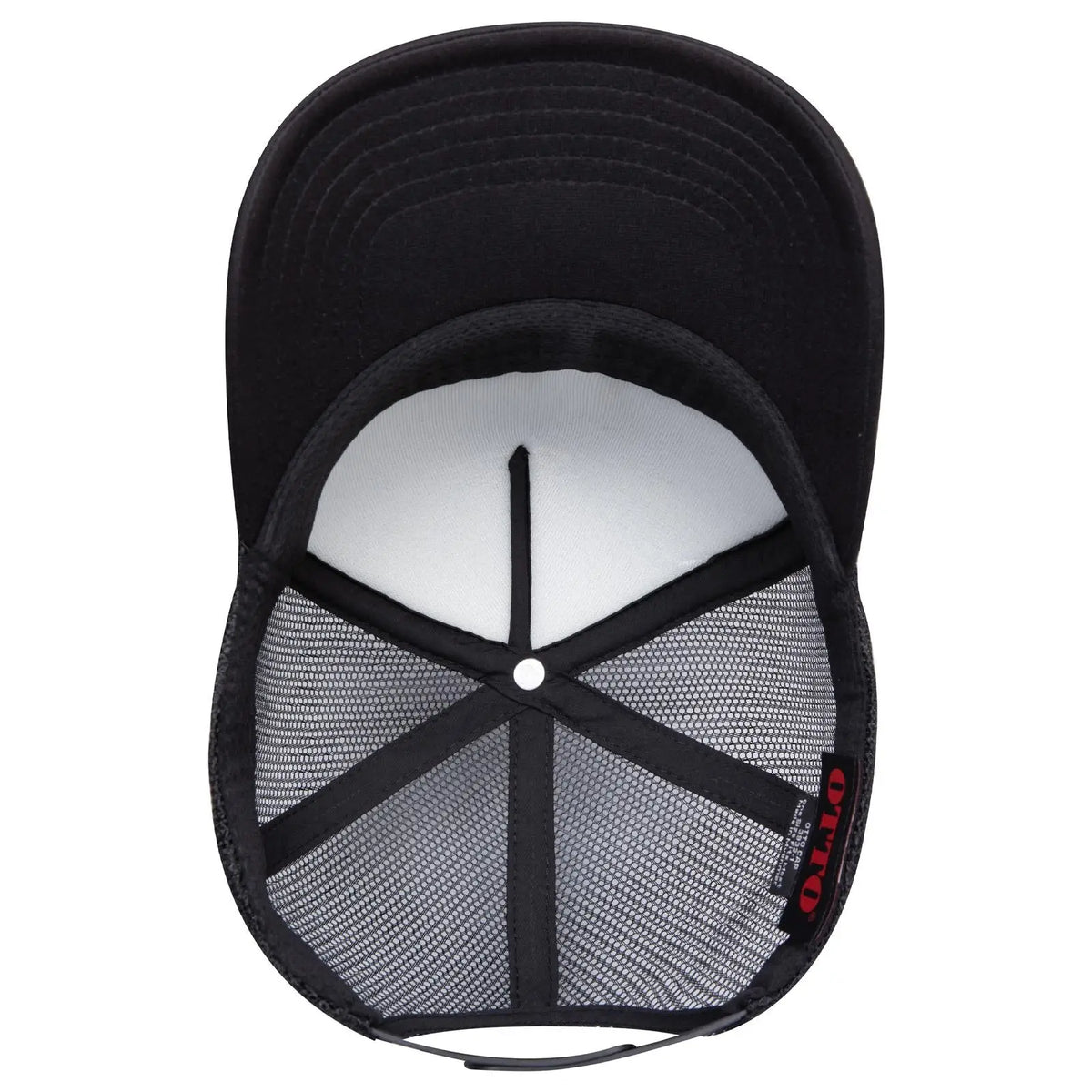 Otto 3932-1 5 Panel High Crown Mesh Back Trucker Cap - Black - 7 3/8’’ - 5/8’’
